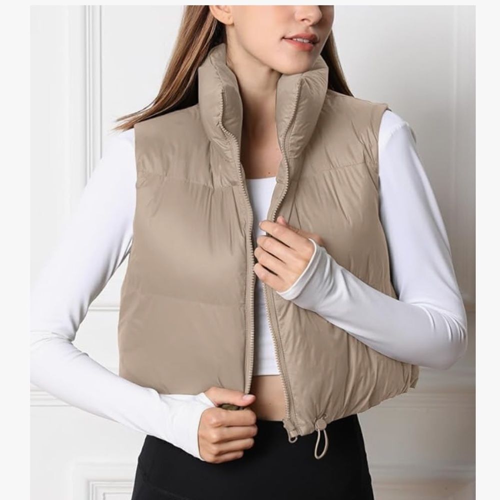 Automet Womens Cropped Puffer Vest Winter Lightweight Sleeveless Outerwear Vests